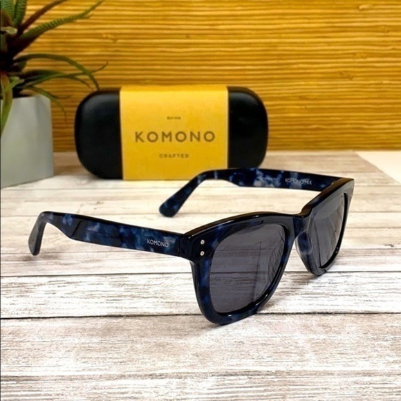 New KOMONO Sunglasses Allen indigo blue tortoise wayfarer style main image 5